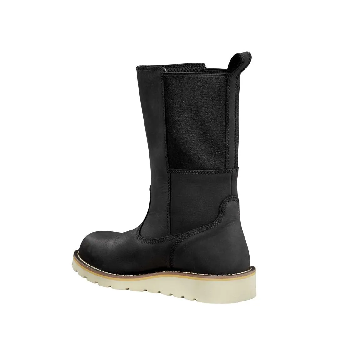 10" Women's Wellington Soft-Toe Waterproof Pull On Wedge Work Boot Black