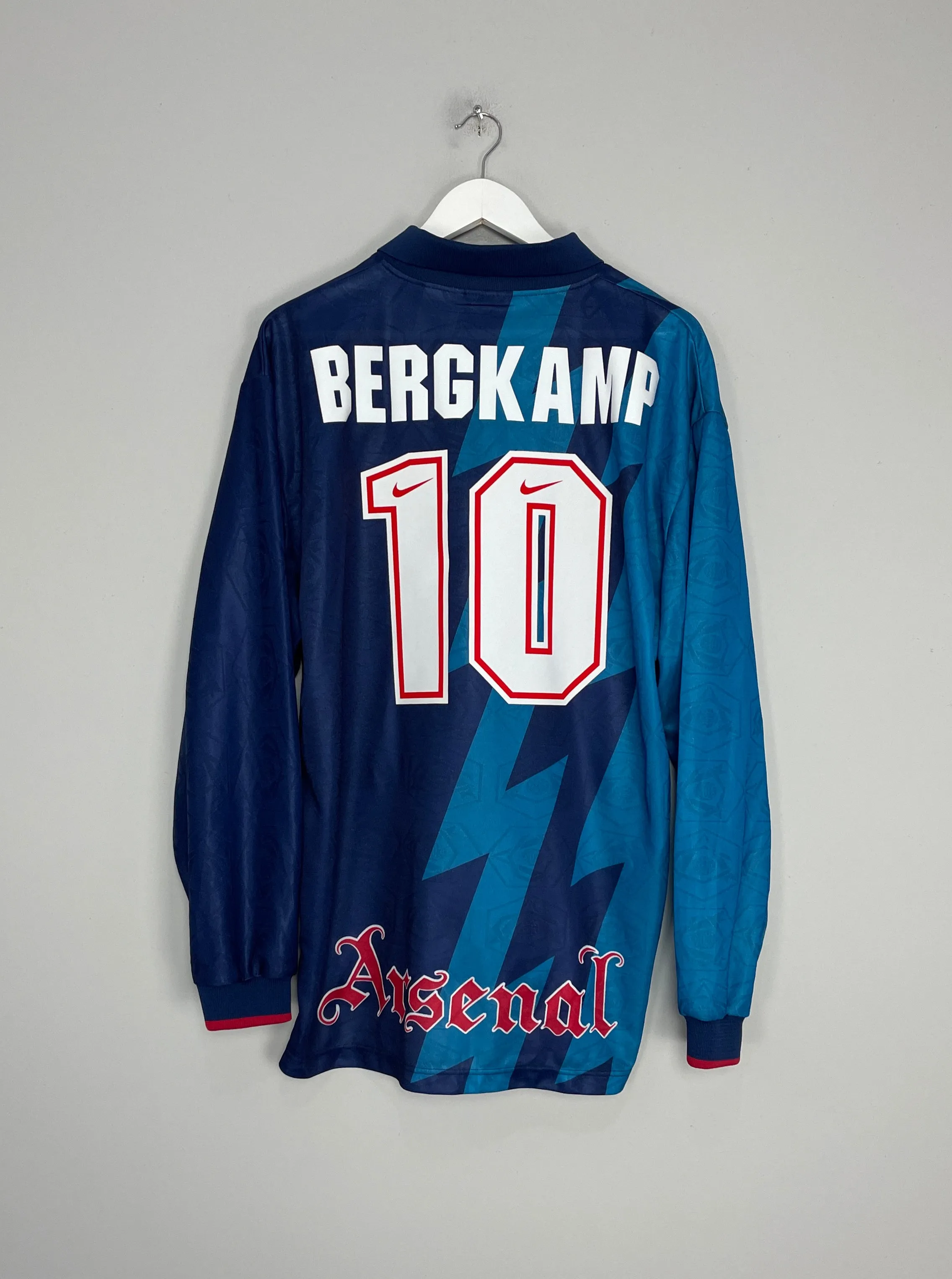 1995/96 ARSENAL BERGKAMP #10 L/S AWAY SHIRT (XL) NIKE