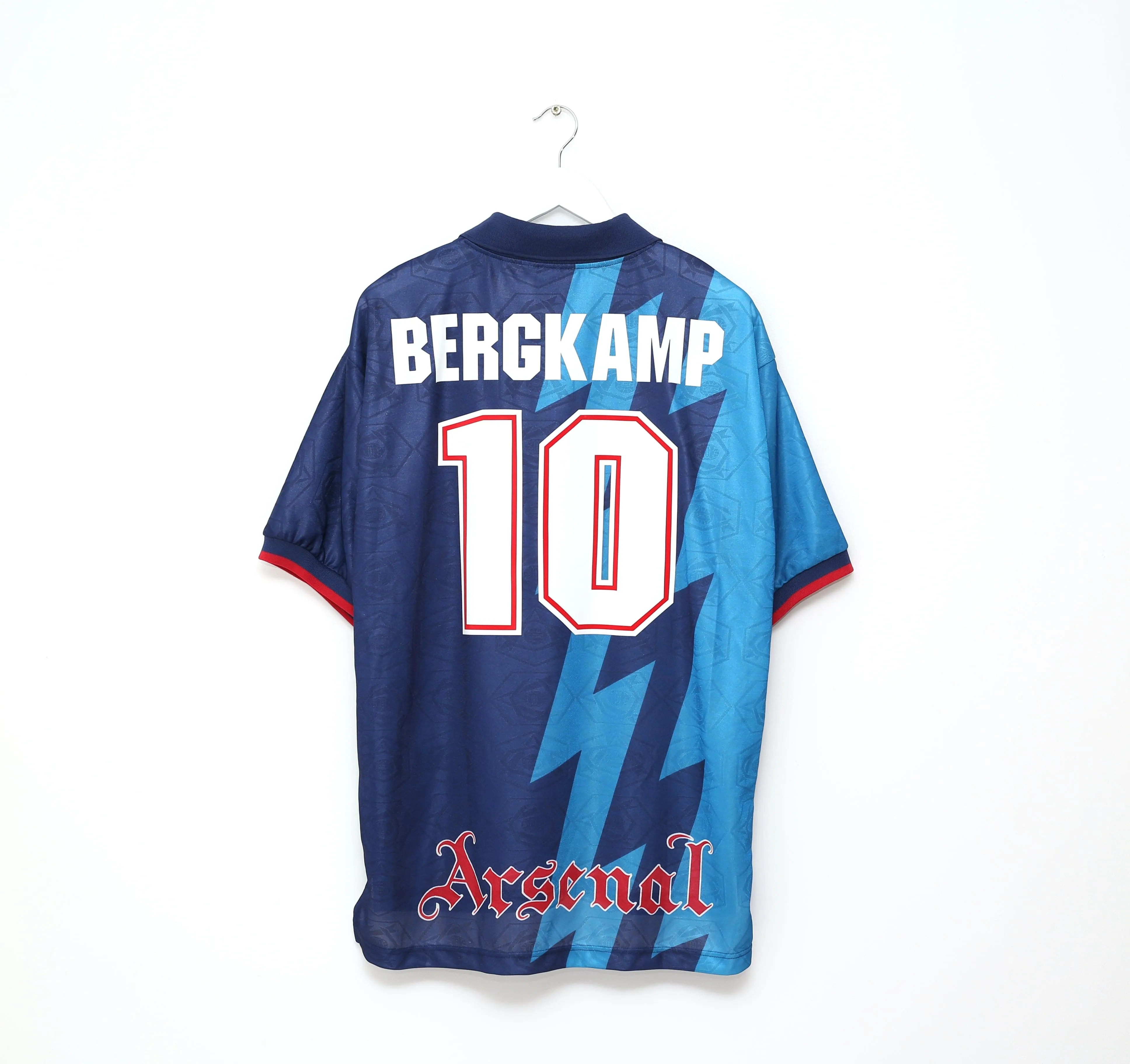 1995/96 BERGKAMP #10 Arsenal Vintage Nike Away SIGNED Football Shirt (XL) BNWOT