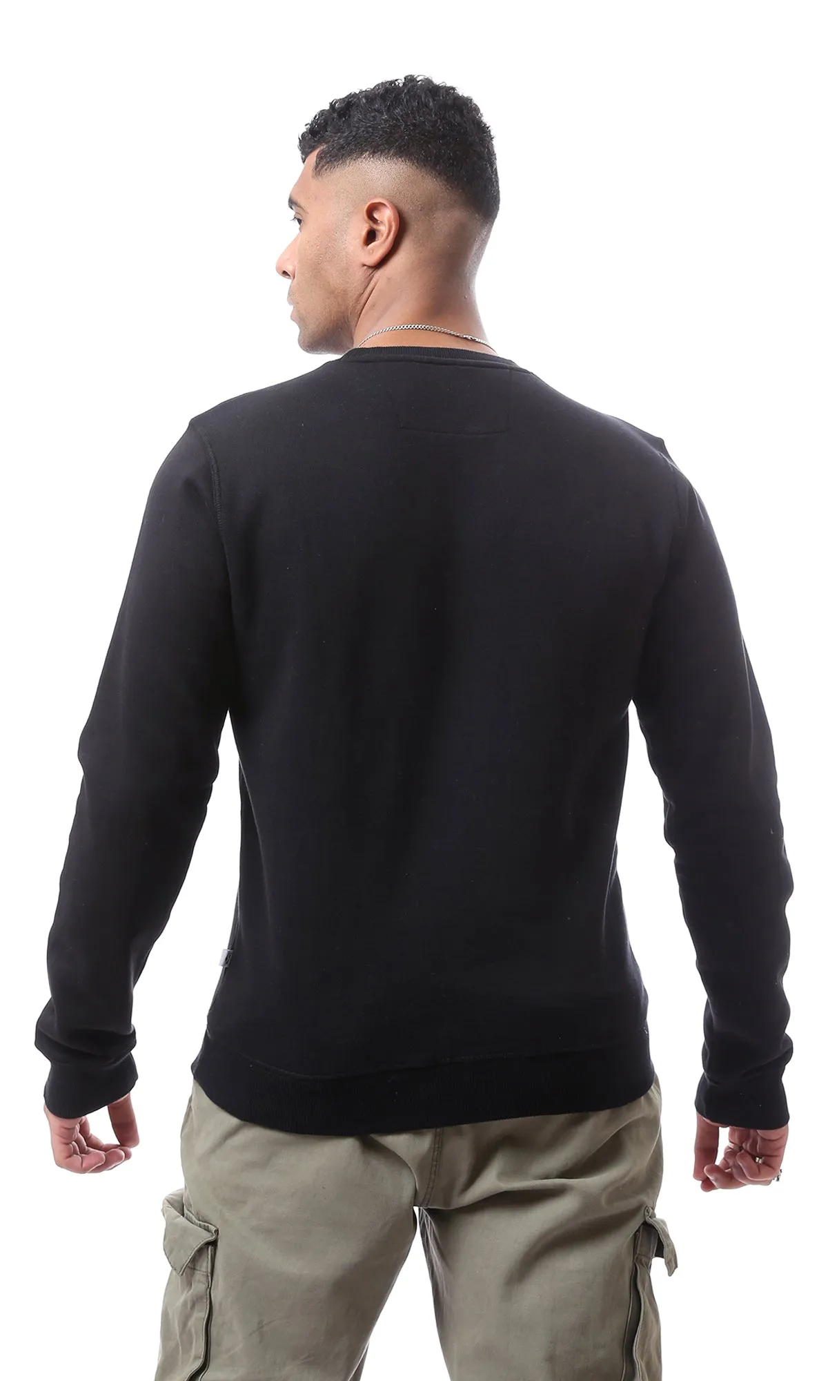 94411 Essential Round Neck Sweatshirt With Inner Fleece - Black