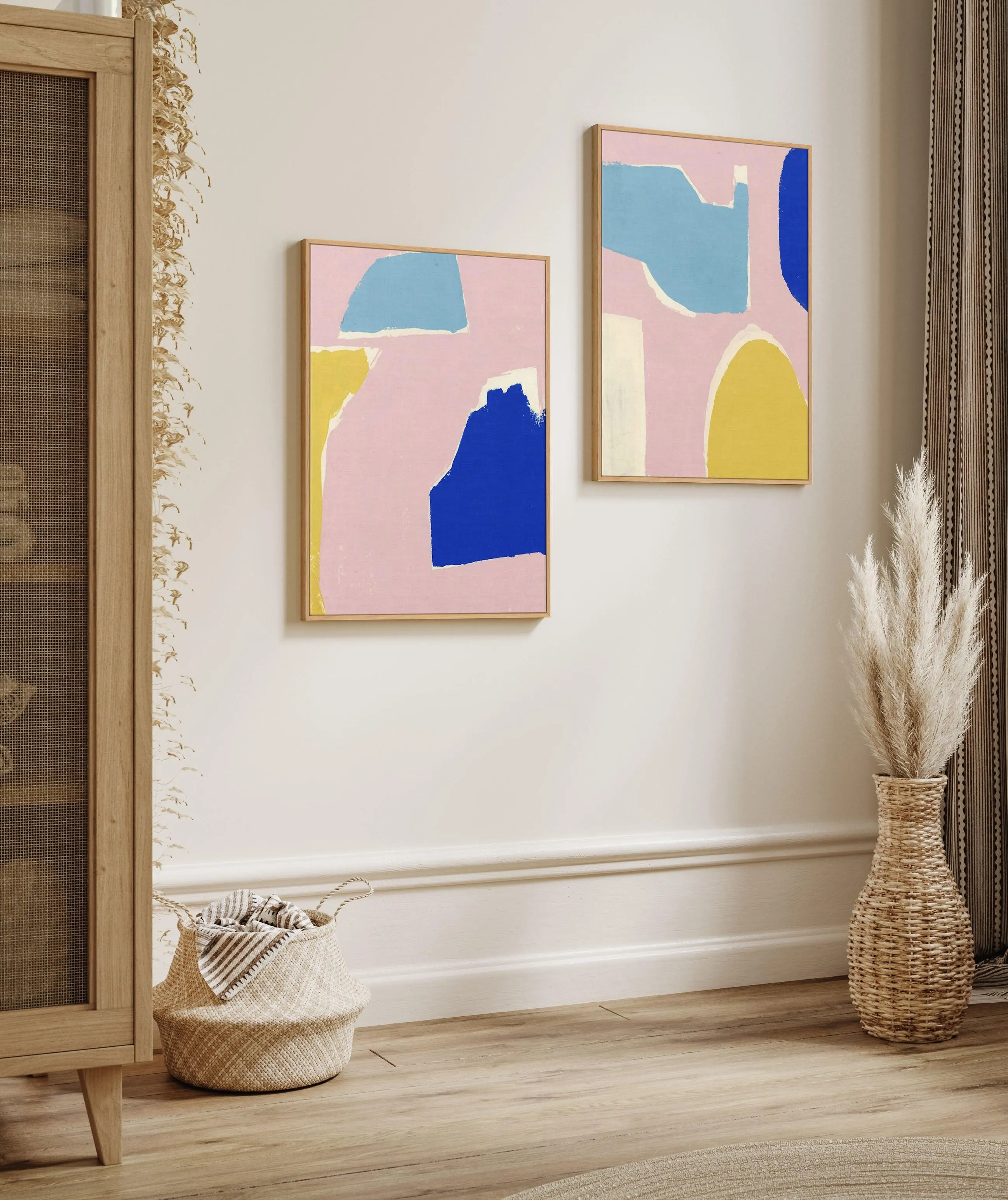 Abstract Opposites Attract | Framed Canvas Art Print