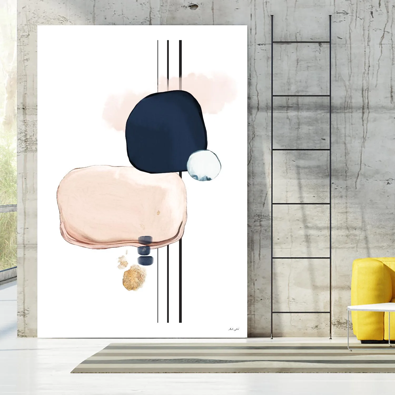 Abstract Study Blush and Navy Blue