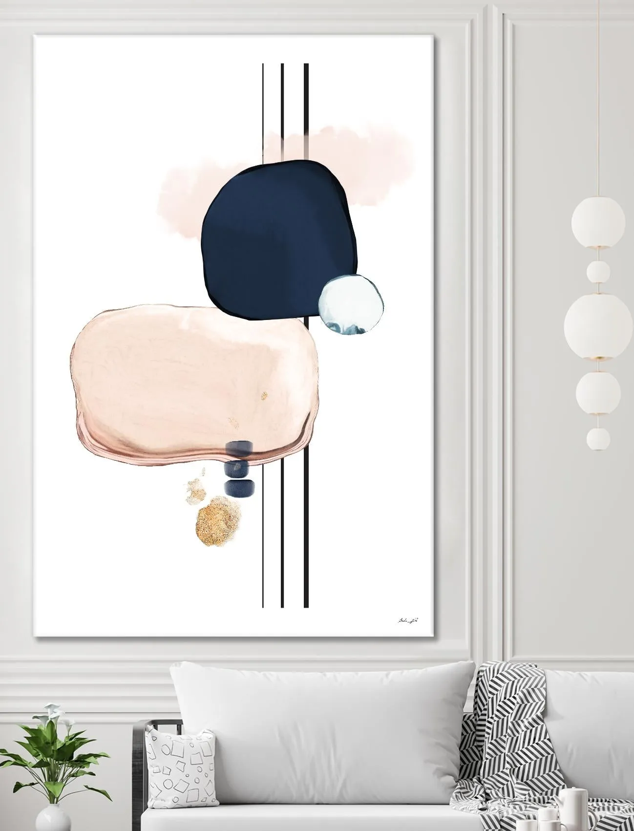 Abstract Study Blush and Navy Blue