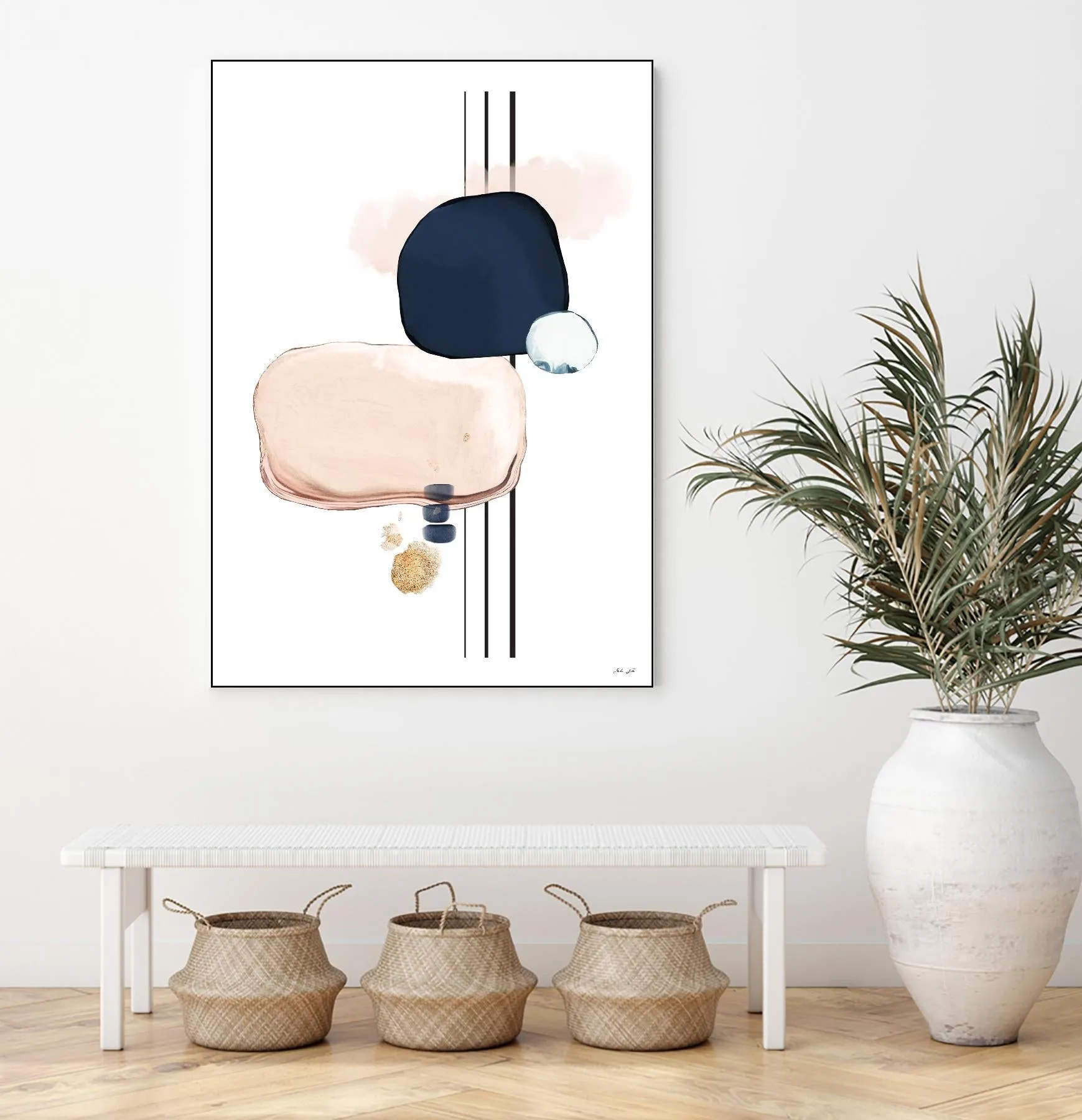 Abstract Study Blush and Navy Blue