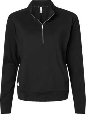 Adidas A1002 Women's Ultimate365 Textured Quarter-Zip Pullover - Black