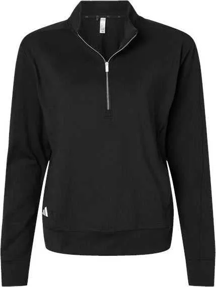 Adidas A1002 Women's Ultimate365 Textured Quarter-Zip Pullover - Black