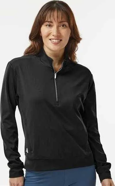 Adidas A1002 Women's Ultimate365 Textured Quarter-Zip Pullover - Black