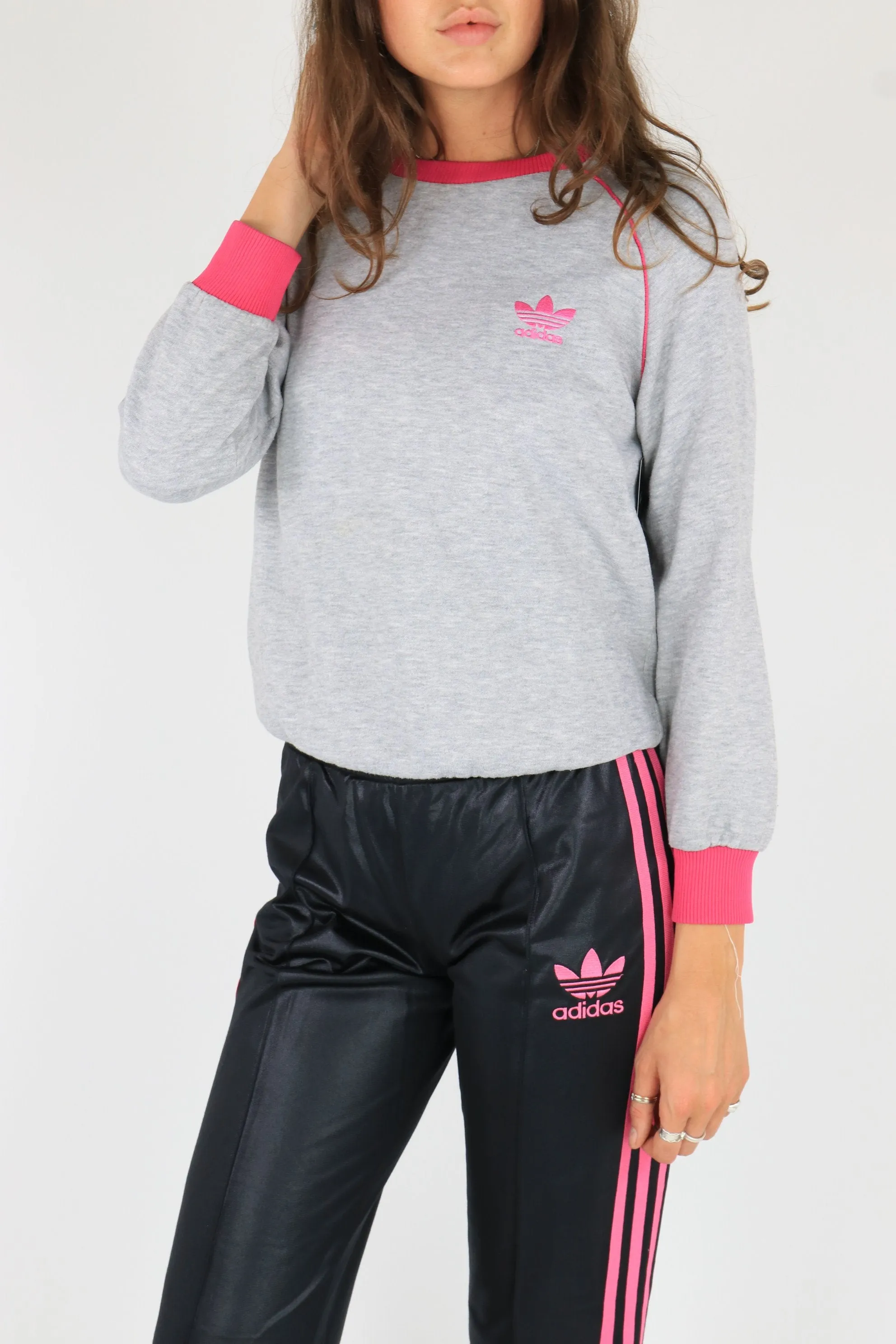 Adidas Sweatshirt Grey/Pink Medium