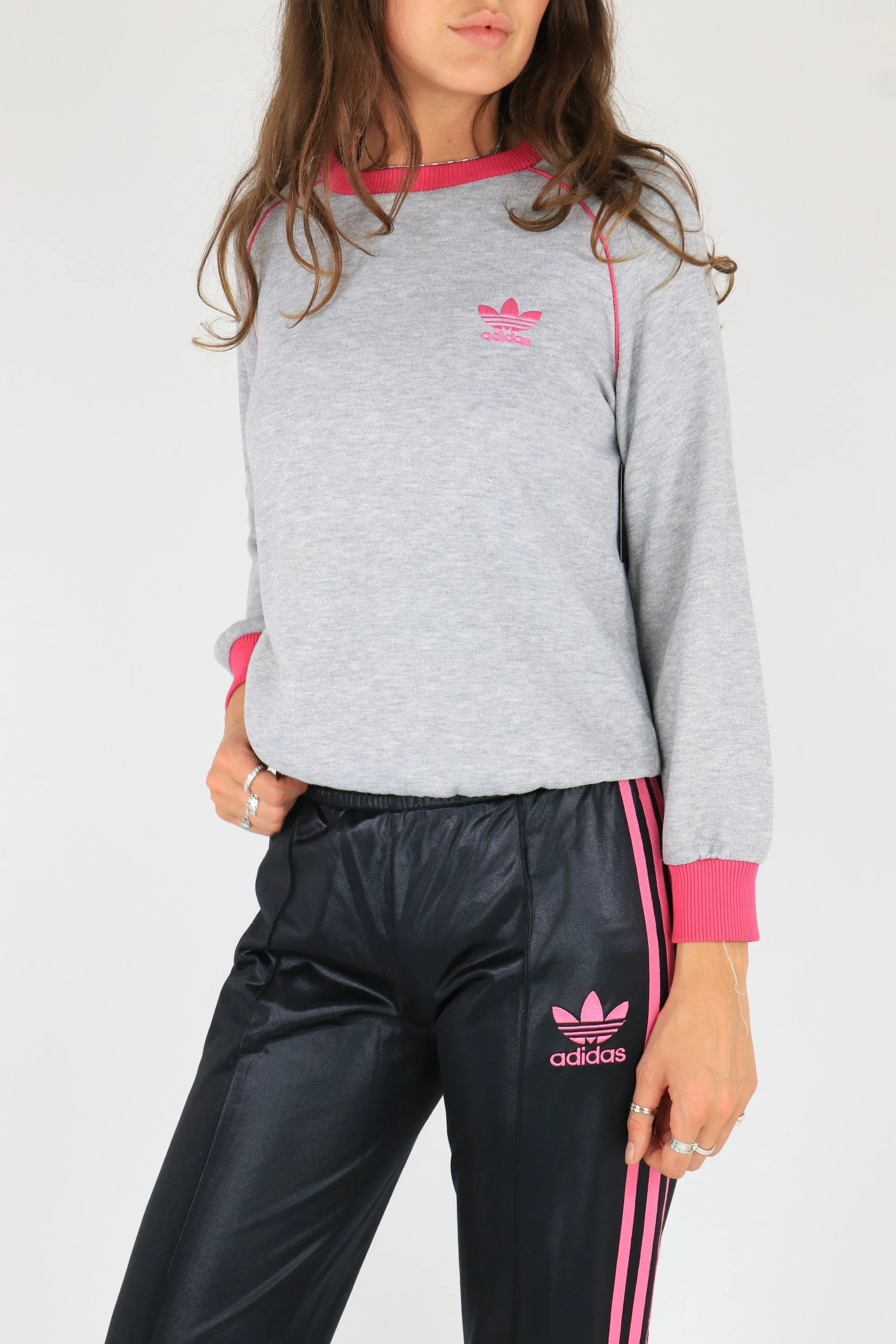 Adidas Sweatshirt Grey/Pink Medium