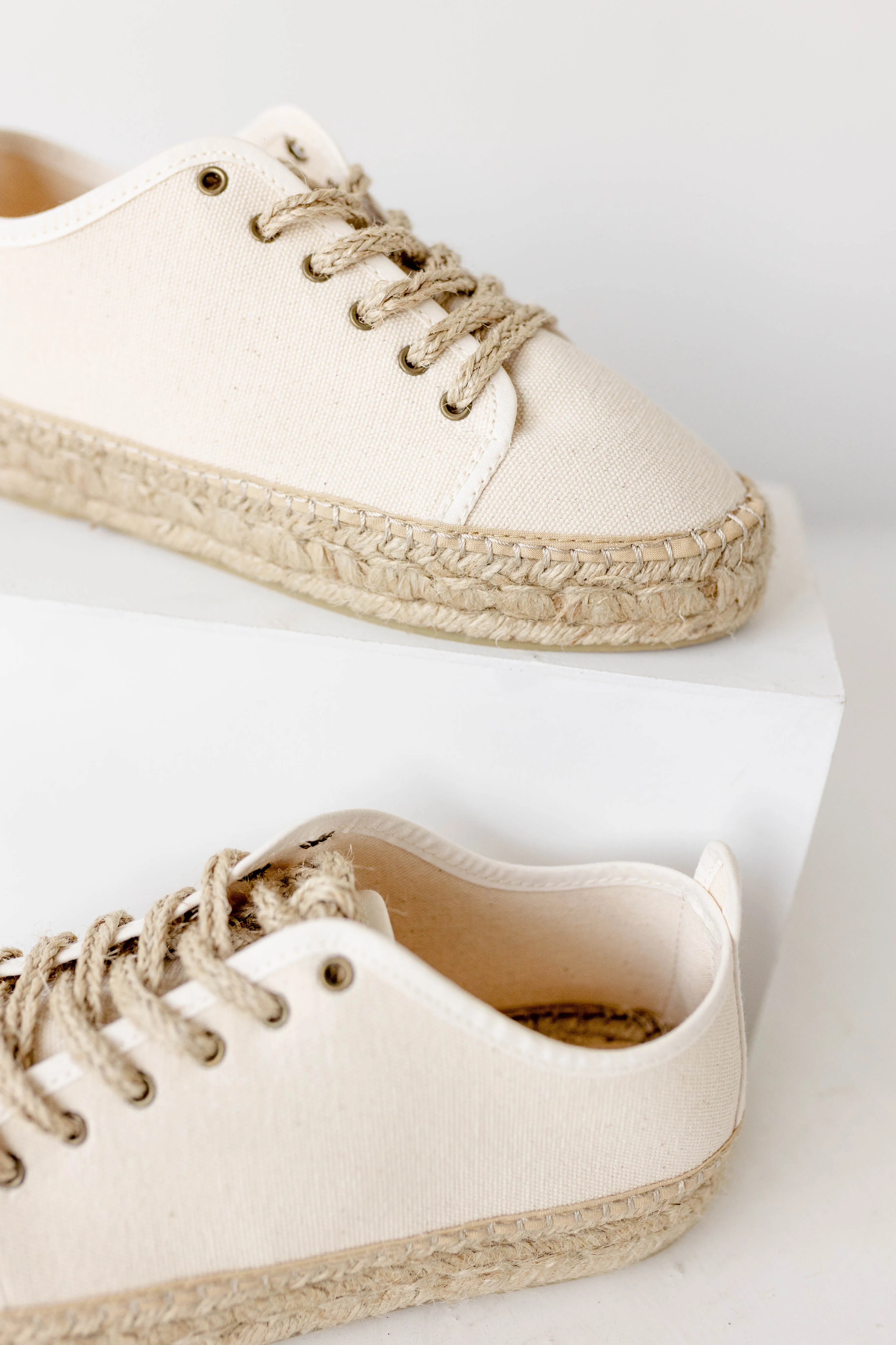 'Alicante' Lace Up Espadrille Shoes in Natural FINAL SALE