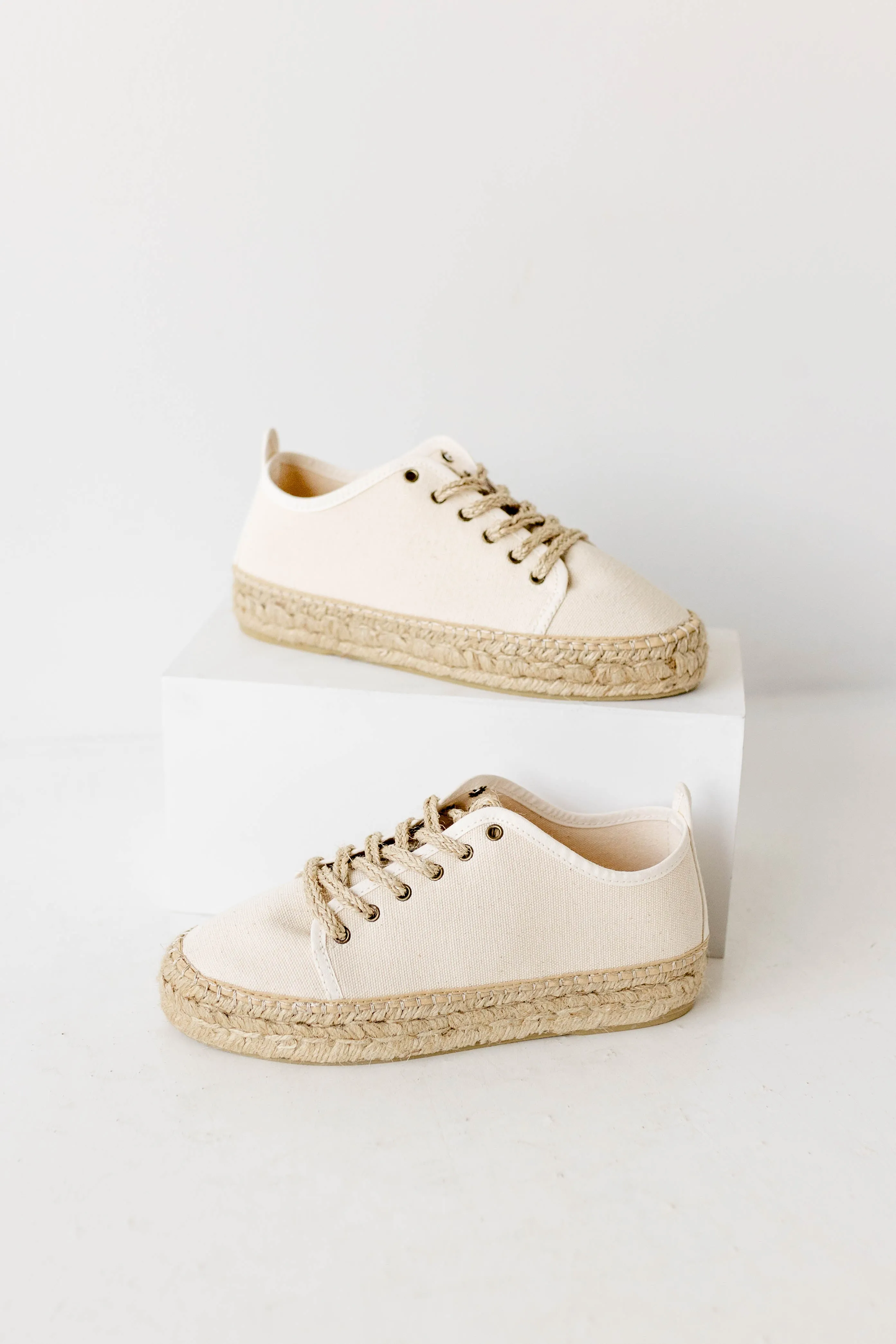 'Alicante' Lace Up Espadrille Shoes in Natural FINAL SALE