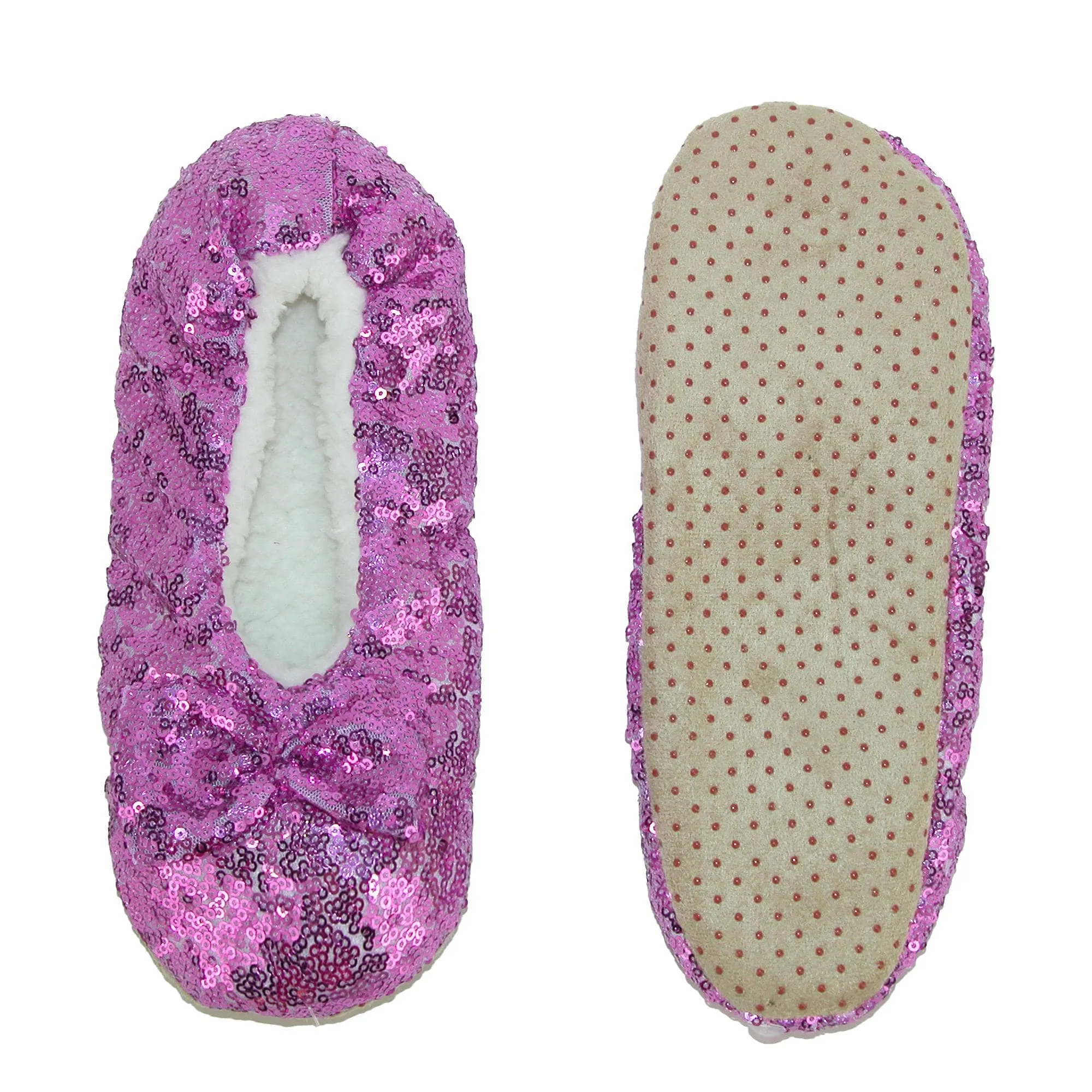 Alotta Knits Women's Sequins Ballerina Slippers with Sherpa Fleece Lining