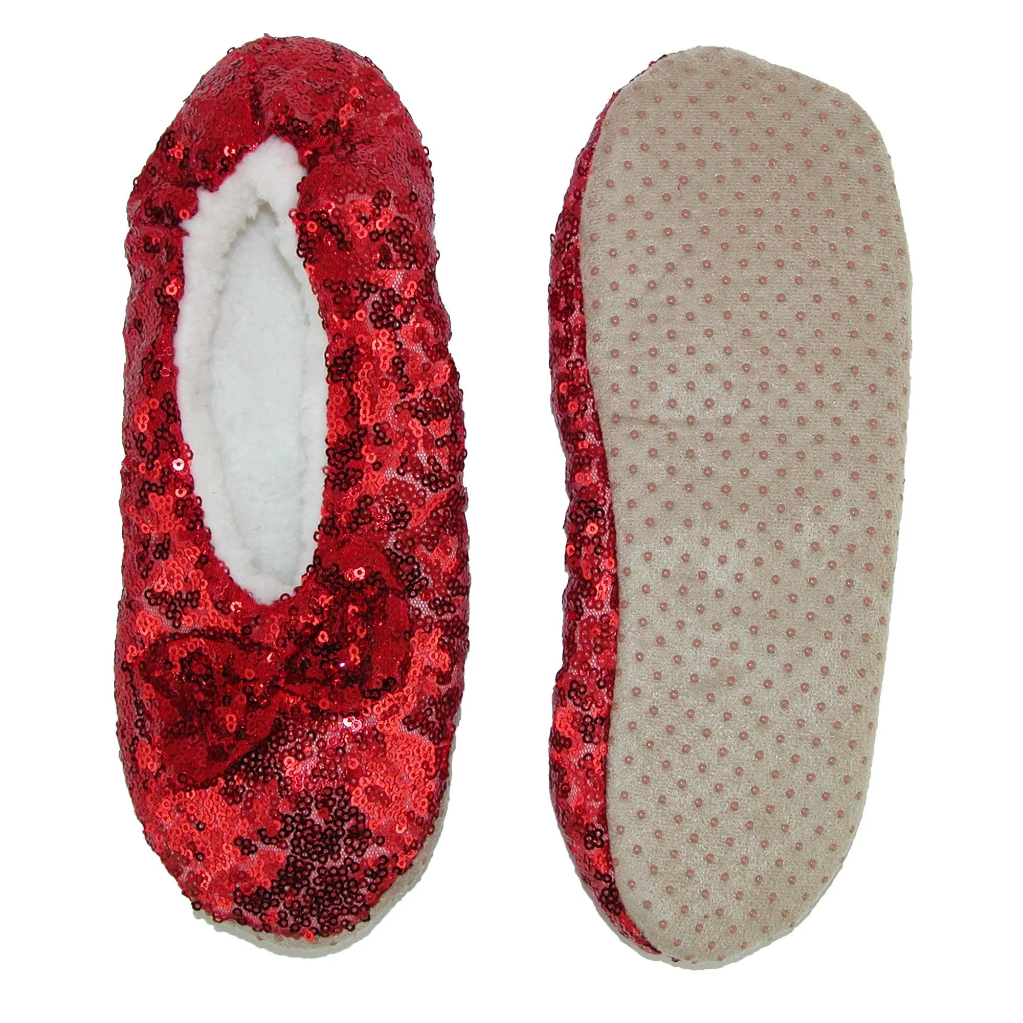 Alotta Knits Women's Sequins Ballerina Slippers with Sherpa Fleece Lining