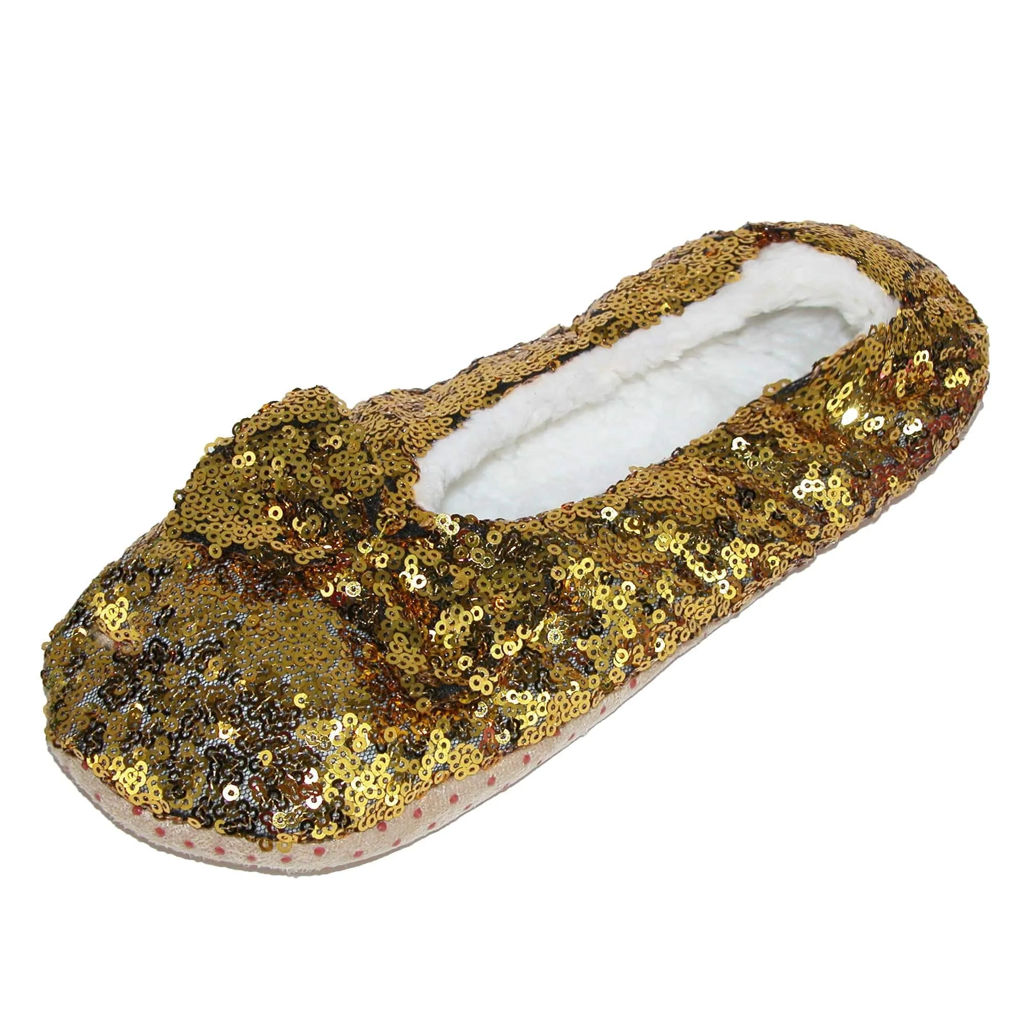 Alotta Knits Women's Sequins Ballerina Slippers with Sherpa Fleece Lining