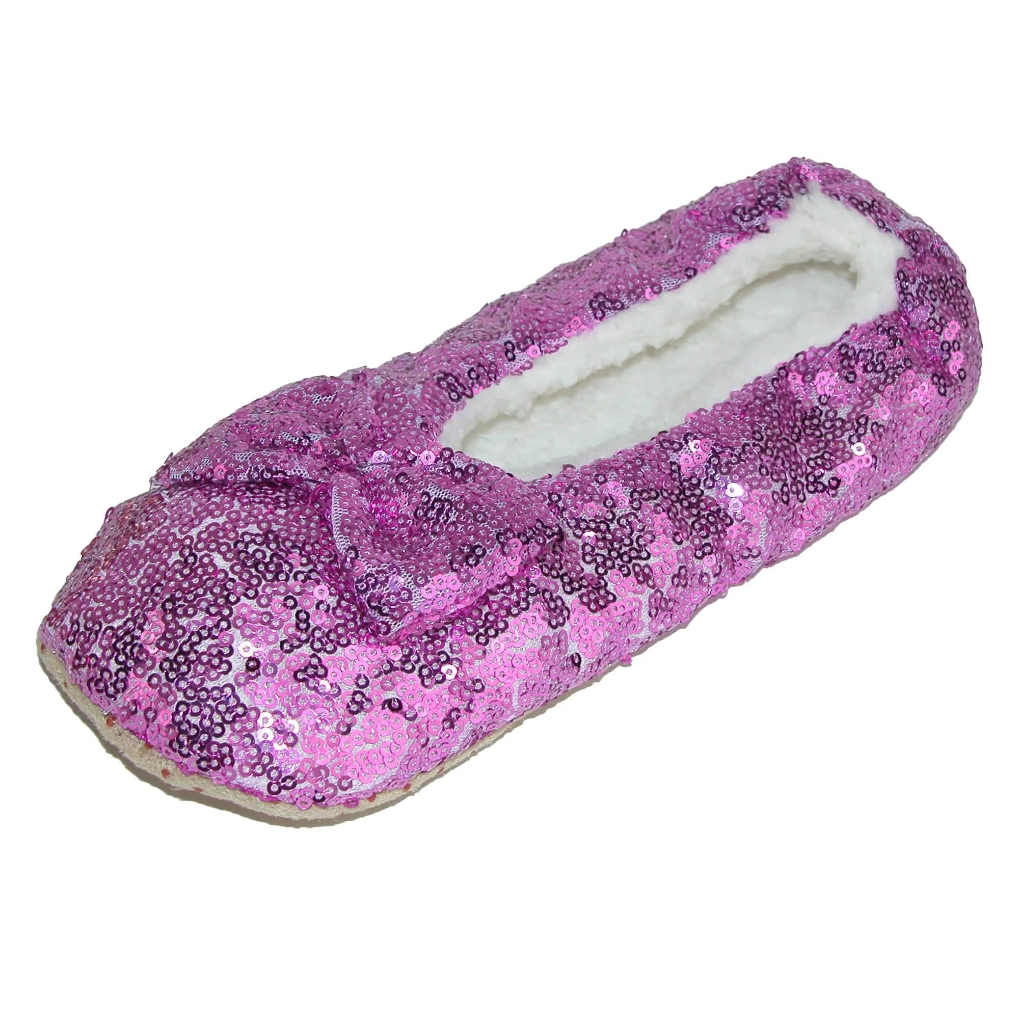 Alotta Knits Women's Sequins Ballerina Slippers with Sherpa Fleece Lining