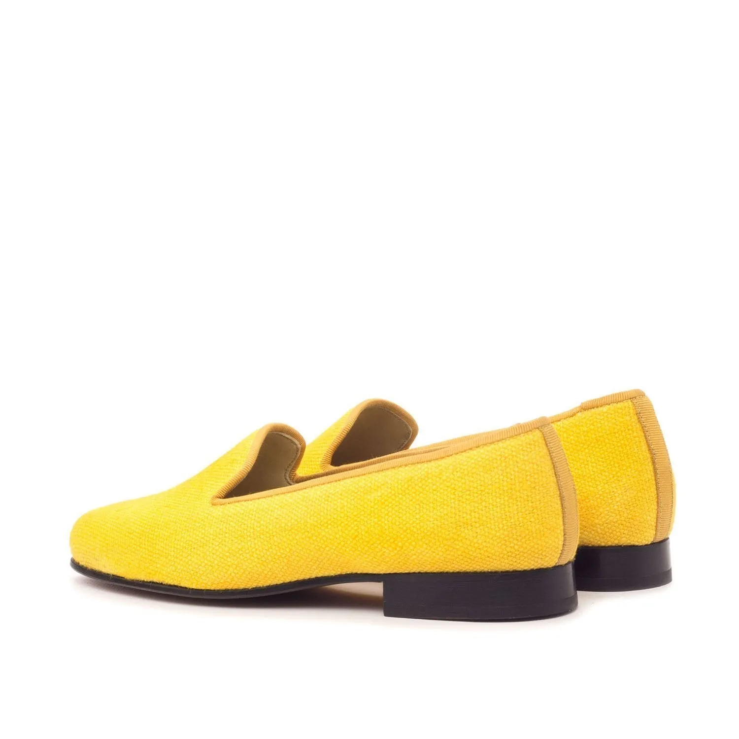 Ambrogio Bespoke Custom Women's Custom Made Shoes Mustard Grossgrain / Linen Rose Loafers (AMBW1063)