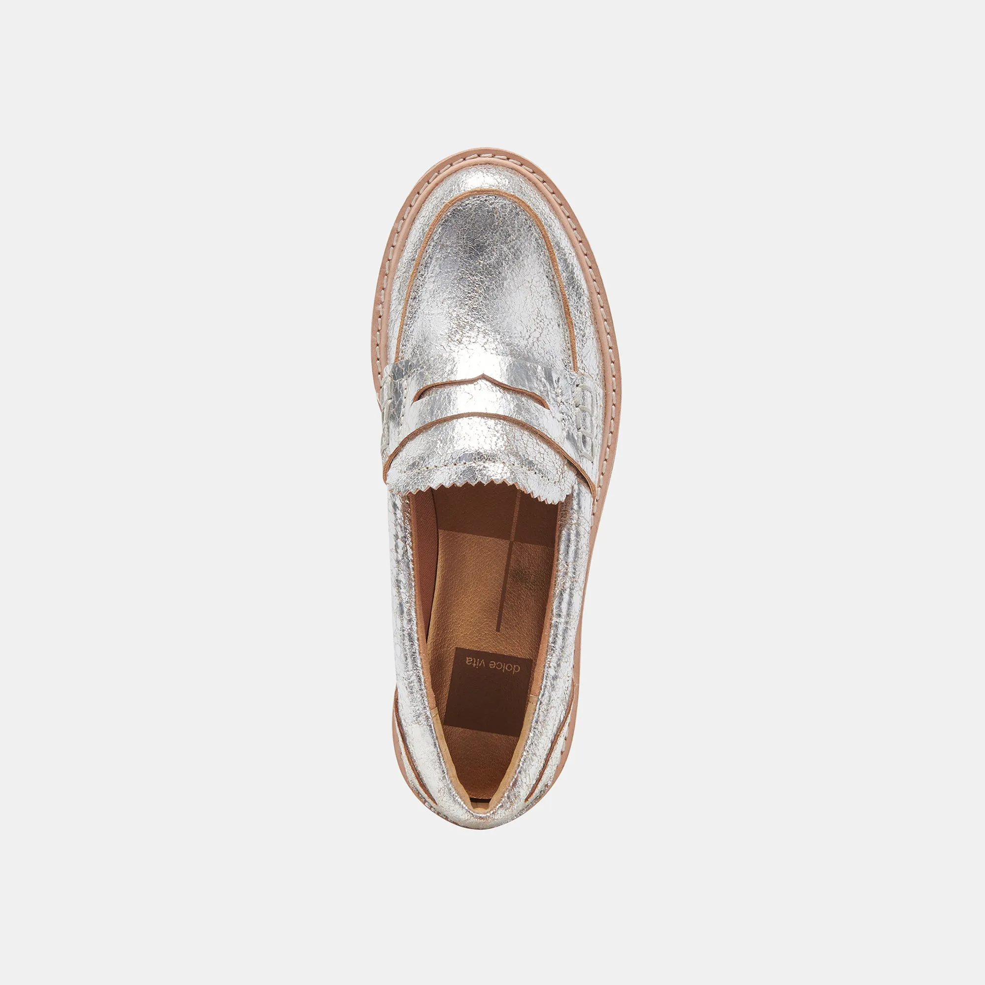 ARABEL LOAFERS SILVER DISTRESSED LEATHER