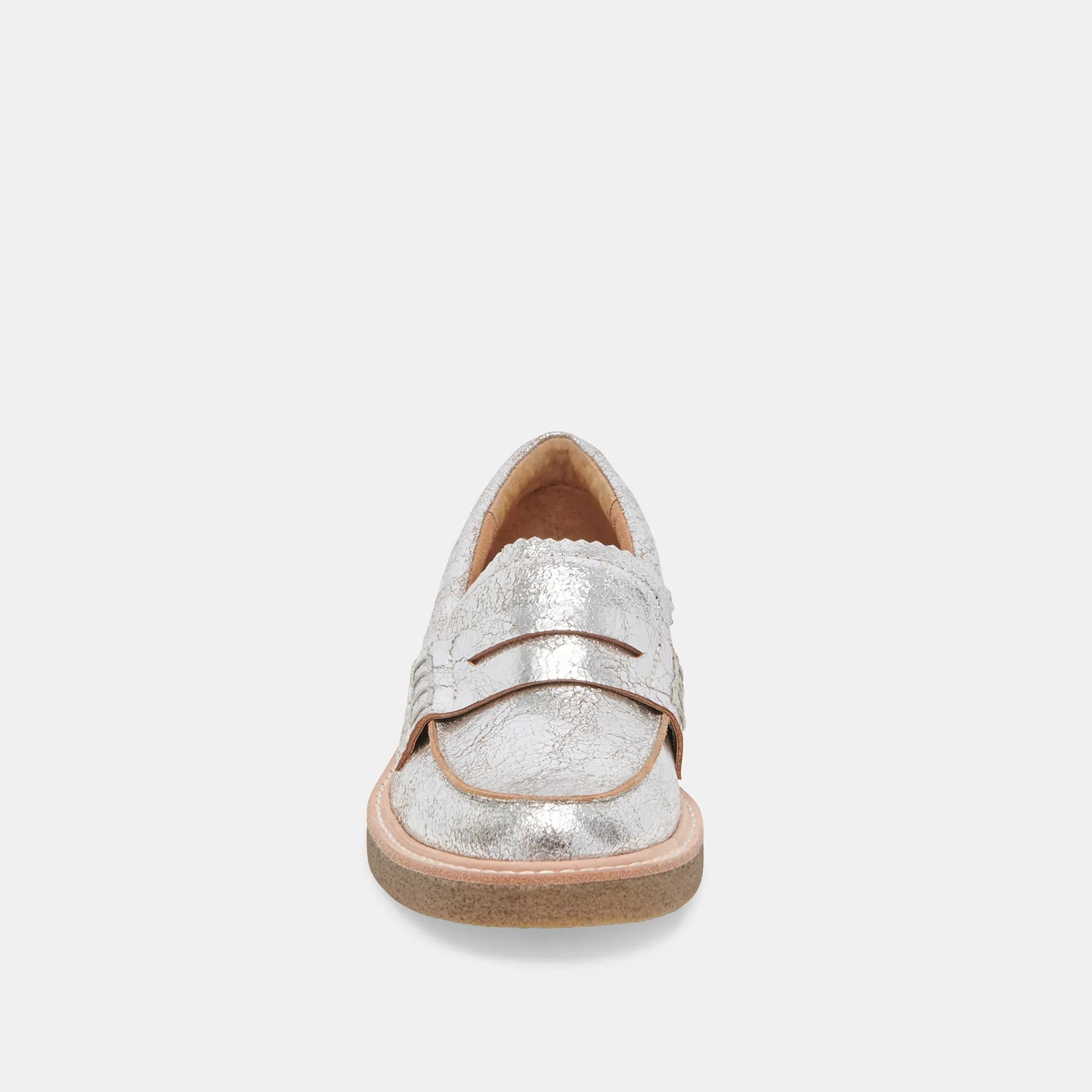 ARABEL LOAFERS SILVER DISTRESSED LEATHER