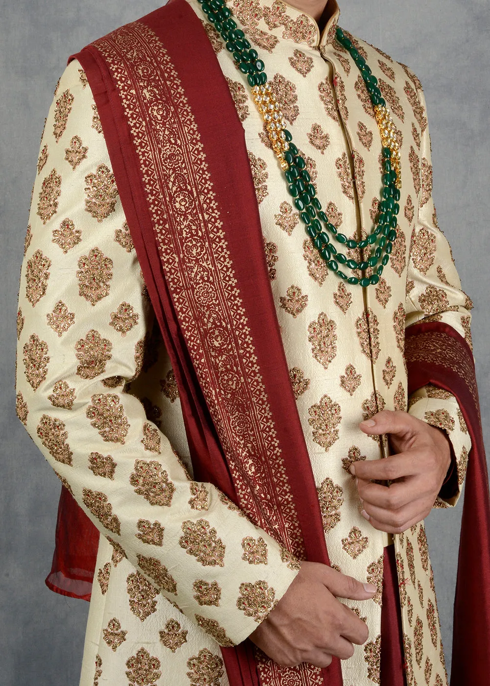 Beige Sherwani | Siddhesh Chauhan