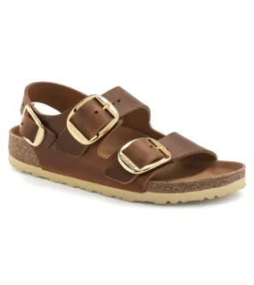 Birkenstocks Womens Milano Big Buckle Oiled Leather Cognac - 1024067