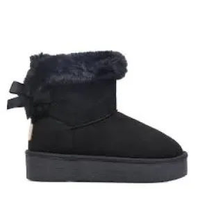 Black water repellent boot with fur