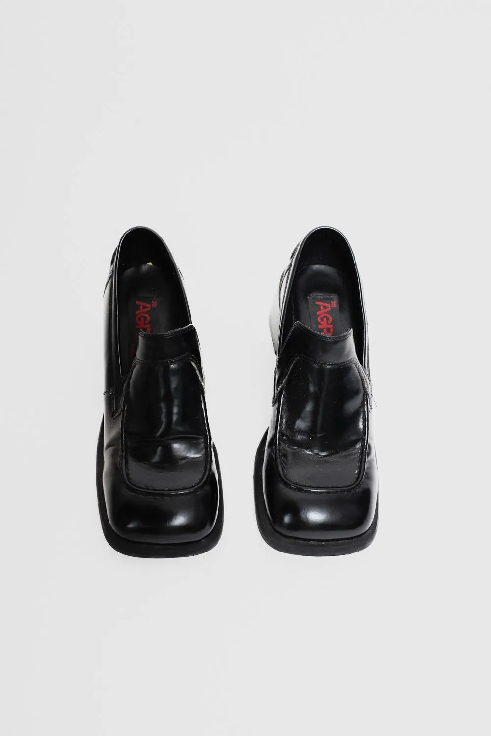 BOLD BLACK VINTAGE LEATHER LOAFERS 38