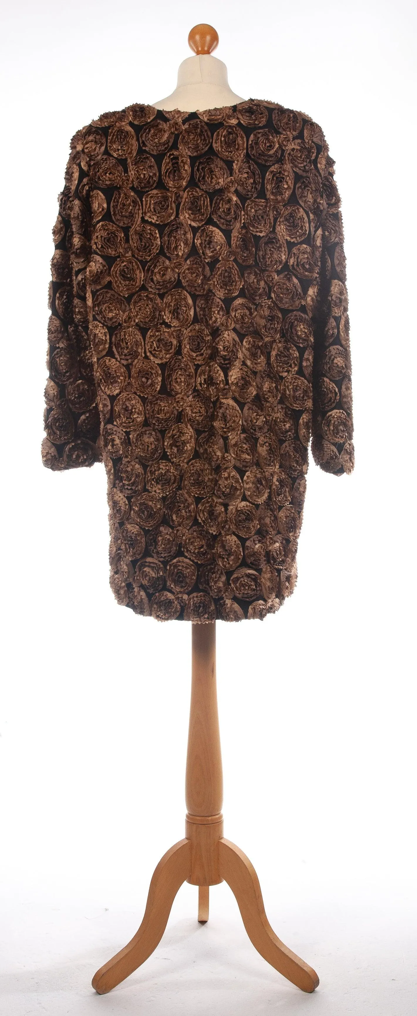 B.S.T. Tailors Kuwait Evening Coat Black with Bronze Flowers UK 18