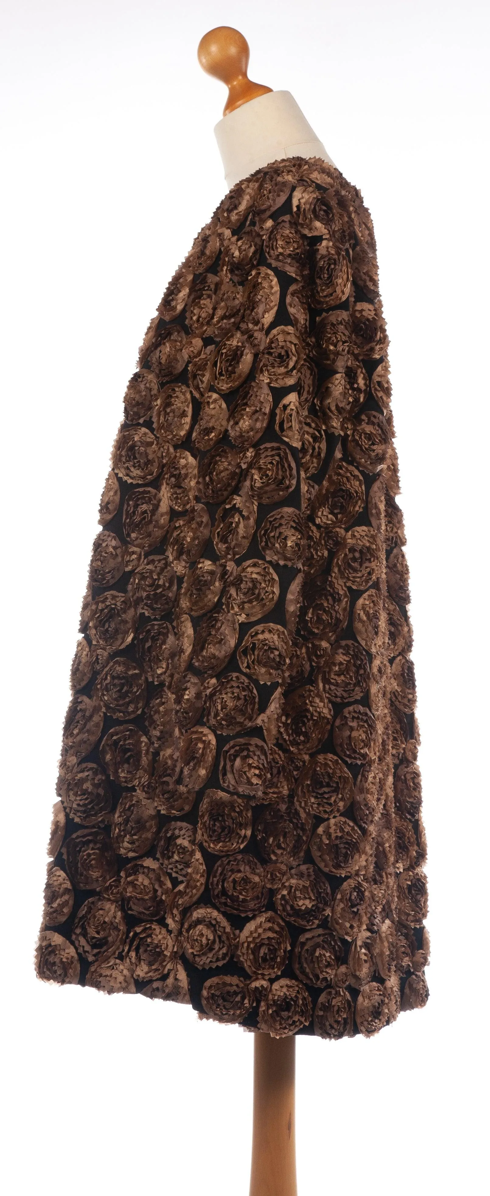 B.S.T. Tailors Kuwait Evening Coat Black with Bronze Flowers UK 18