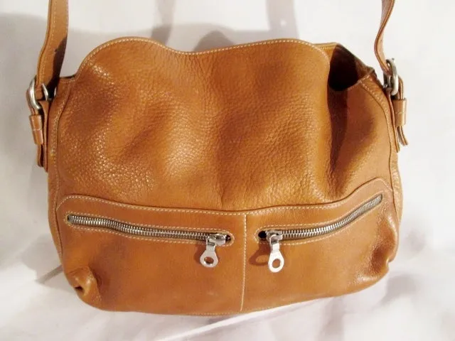 CHRISTOPHER KON Leather Shoulder Saddle POCKETS BAG Hobo slouch BROWN COGNAC