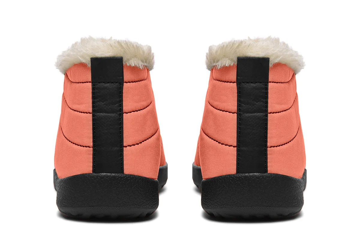 Coral Blush Winter Sneakers - Warm & Easy Slip-On Shoes Lined with Vegan Wool with Anti-Slip Soles