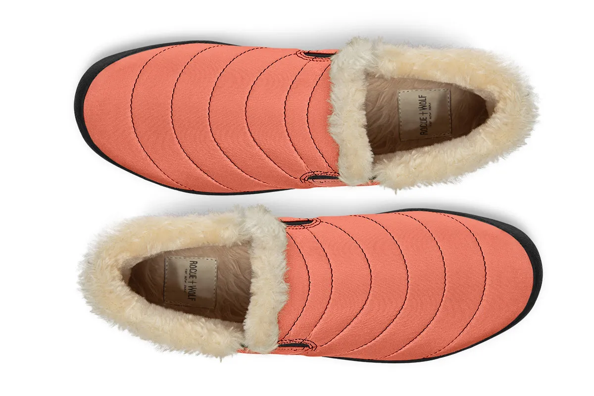 Coral Blush Winter Sneakers - Warm & Easy Slip-On Shoes Lined with Vegan Wool with Anti-Slip Soles