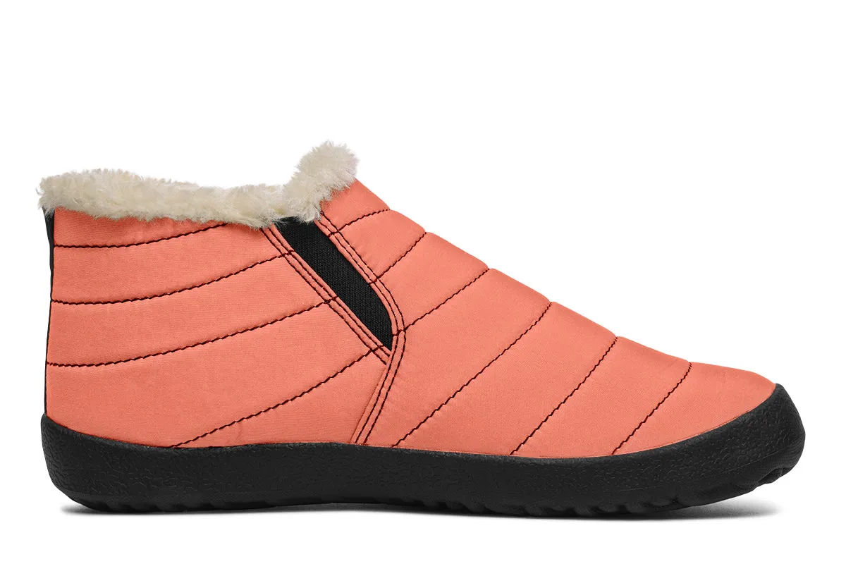 Coral Blush Winter Sneakers - Warm & Easy Slip-On Shoes Lined with Vegan Wool with Anti-Slip Soles