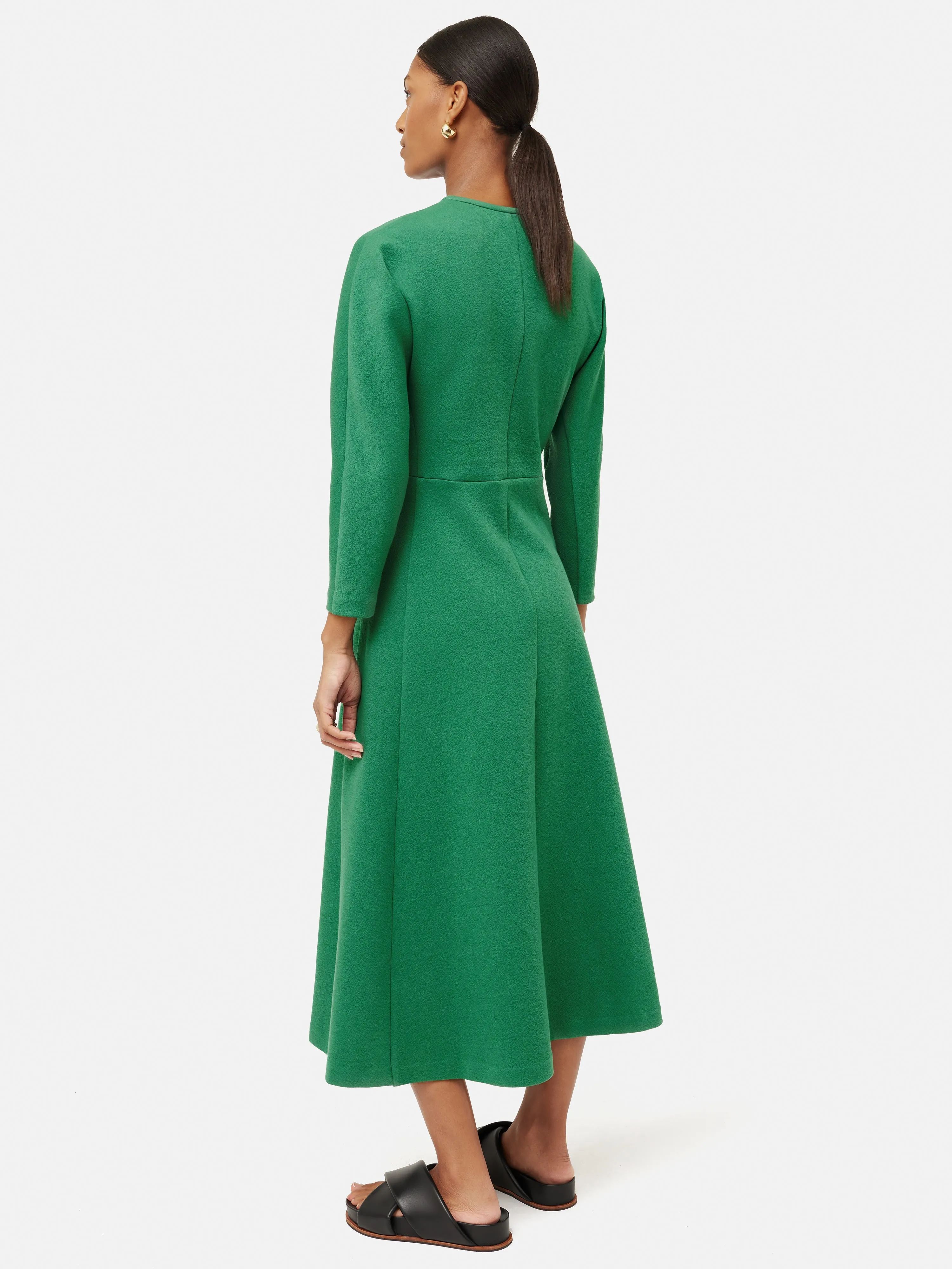 Crepe Jersey Zip Dress | Green