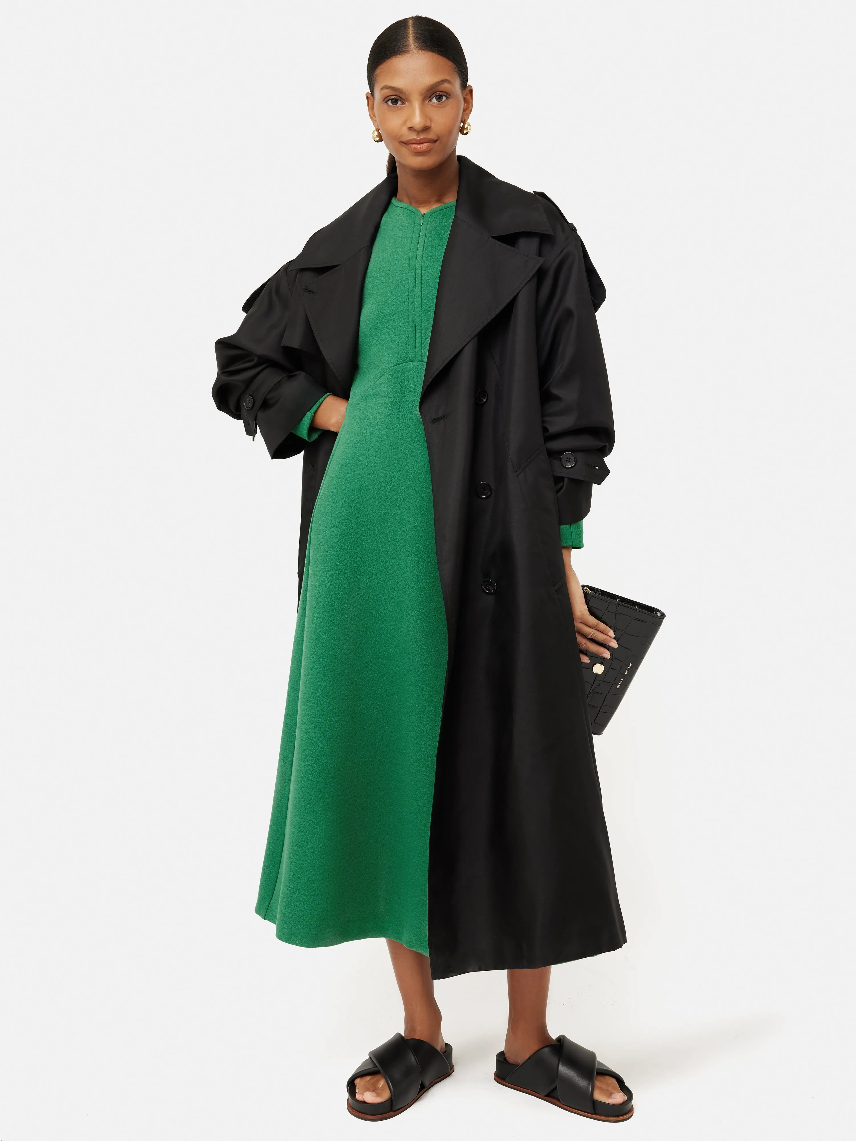 Crepe Jersey Zip Dress | Green