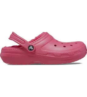 Crocs Womens Classic Lined Slip On Hyper Pink Clog 203591-6VZ