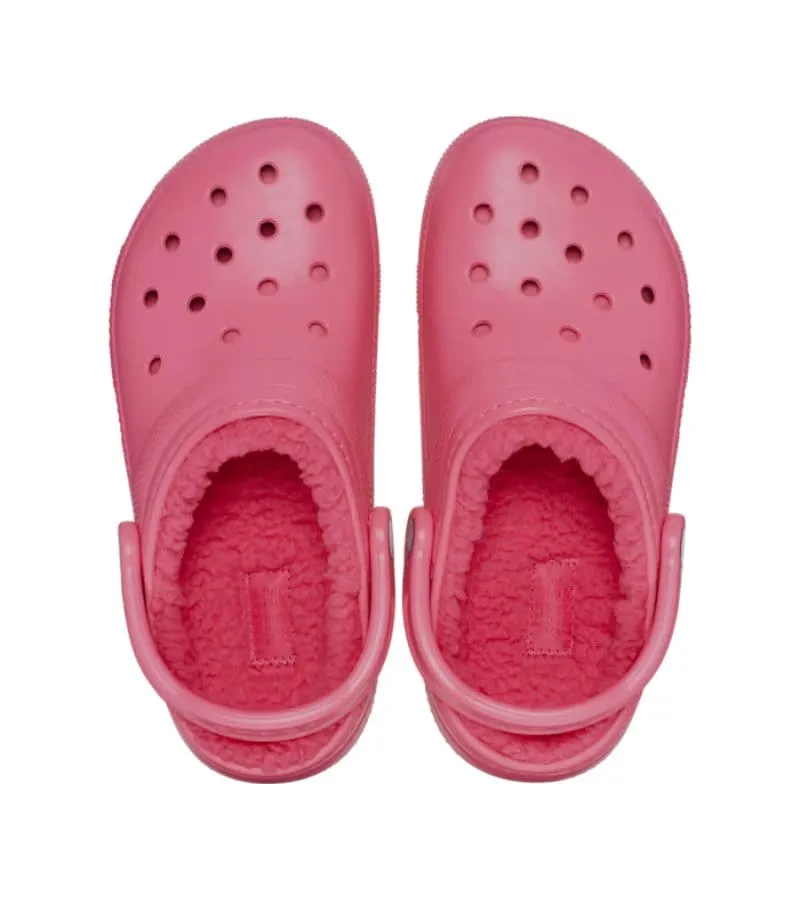 Crocs Womens Classic Lined Slip On Hyper Pink Clog 203591-6VZ