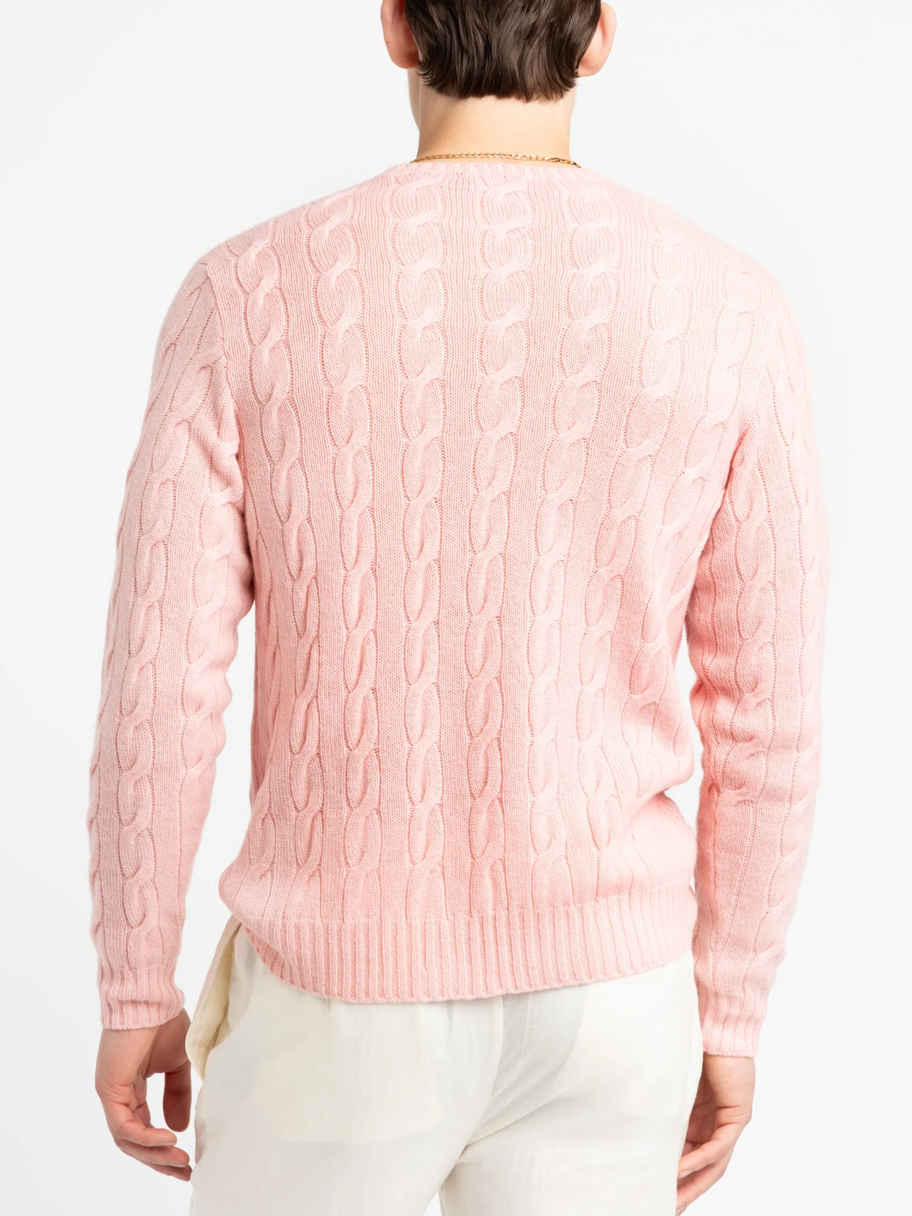 Crystal Rose Cable-Knit Cashmere Sweater