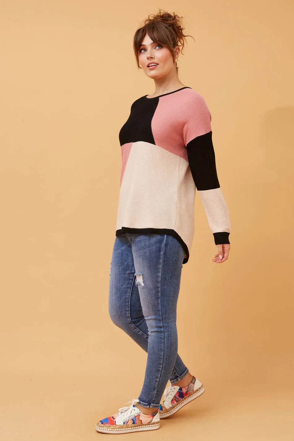 DARYLE COLOUR BLOCK KNIT JUMPER