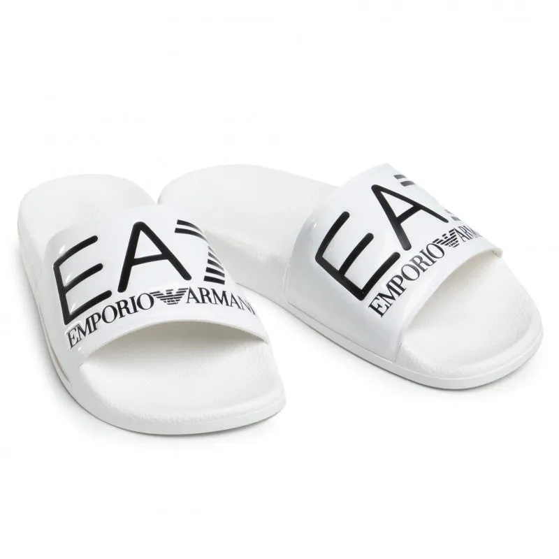 EA7 Shiney White Slippers