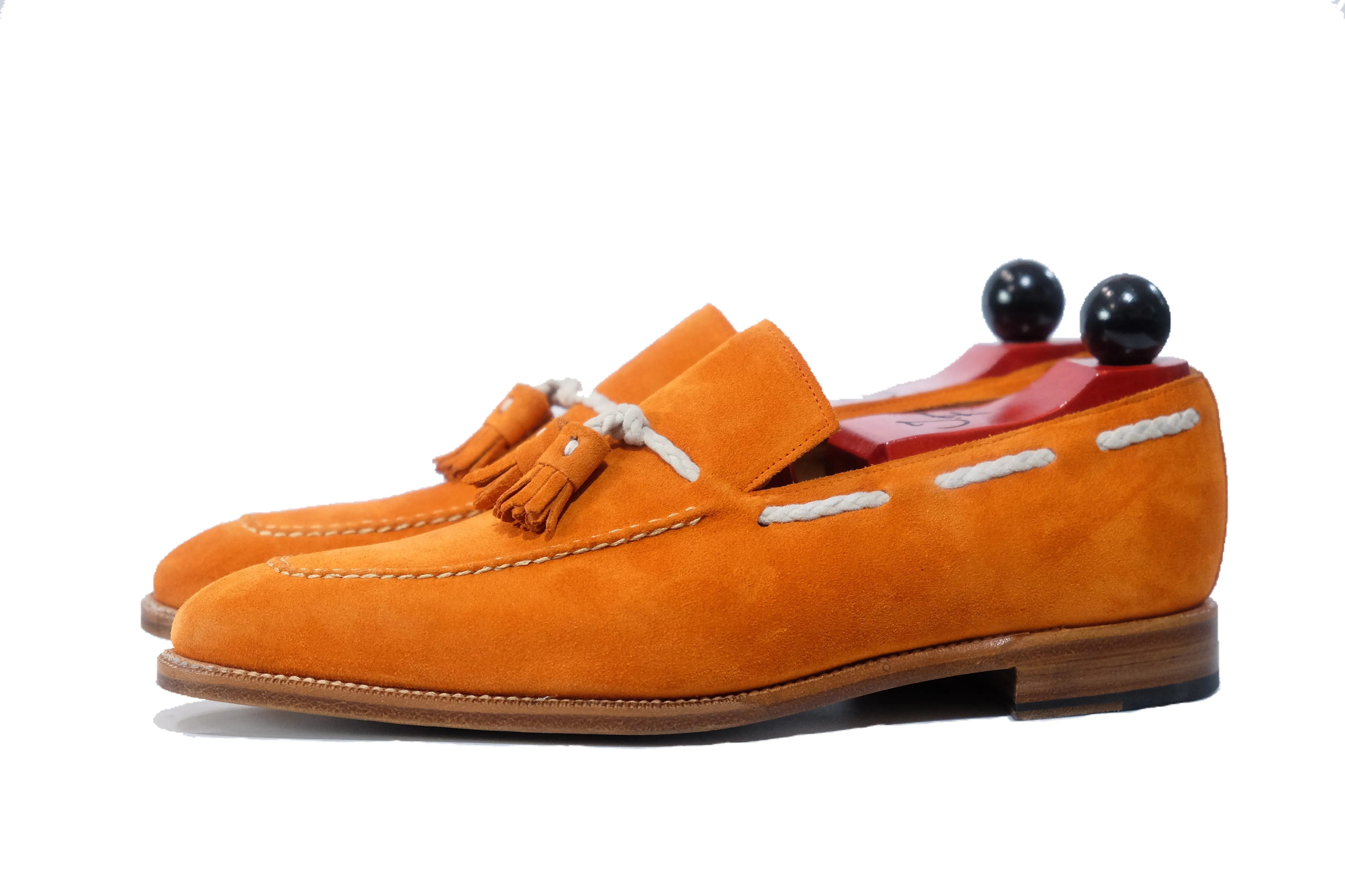 Eskapa - MTO - Orange Suede / Natural Stitching - LPB Last - Single Leather Sole