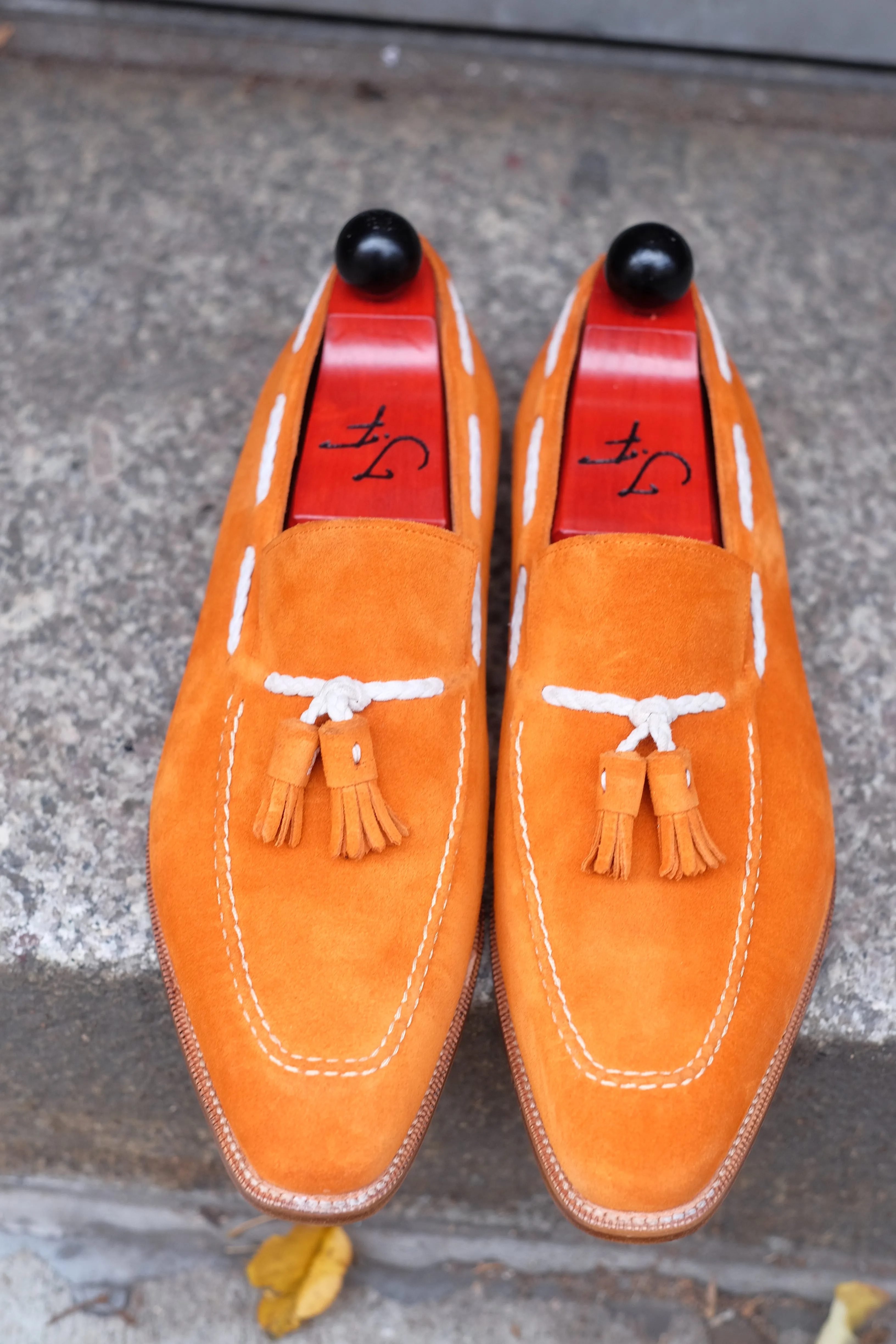 Eskapa - MTO - Orange Suede / Natural Stitching - LPB Last - Single Leather Sole