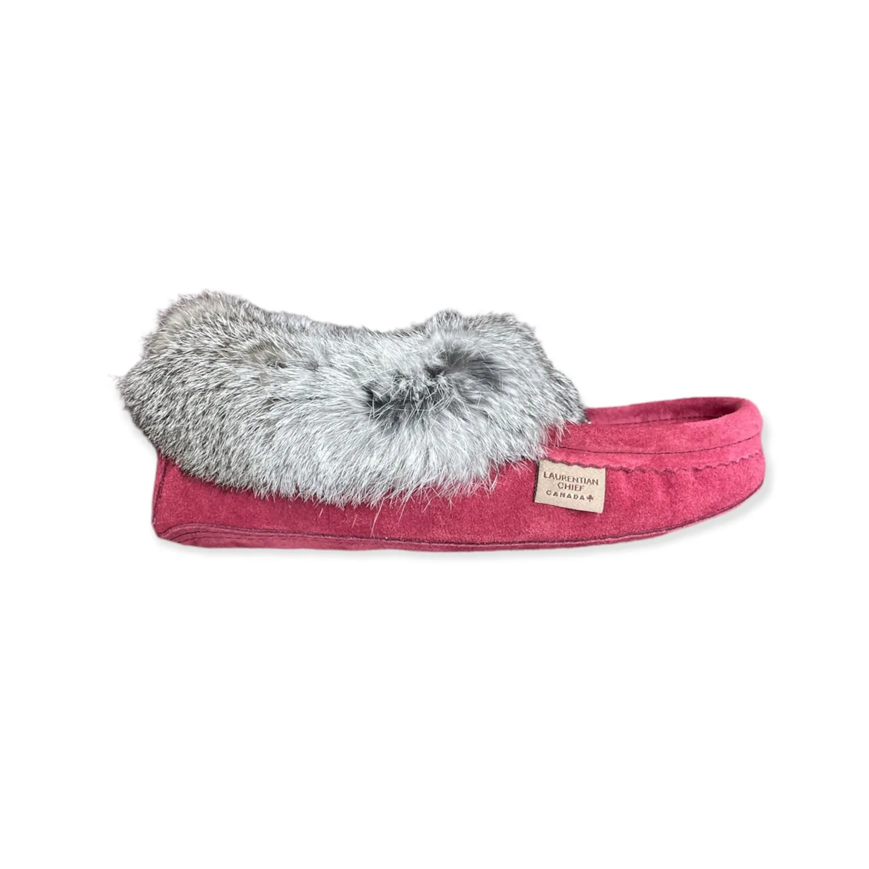 Fur Moccasin - Burgundy Suede