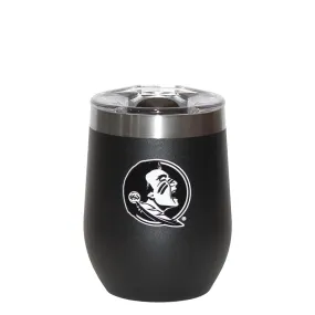 Gametime Sidekicks Seminole Logo 12oz Stainless Steel Insulated Stemless Wine Tumbler - Black