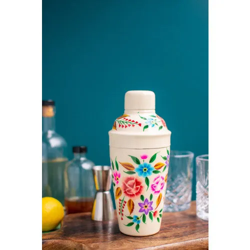 Hand-painted Floral Cocktail Shaker