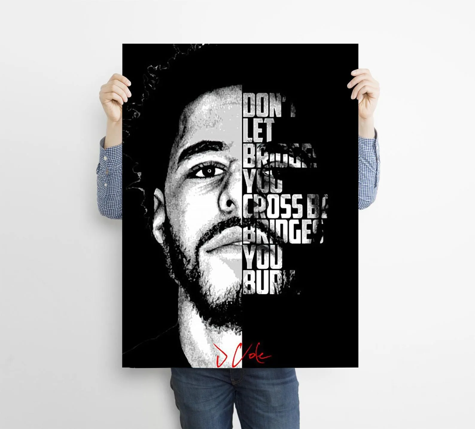 J Cole Custom Printing, Home Decor, Wall Hanging, Custom Canvas, Home Decor, Music Canvas, Rapper Poster, Cole Print