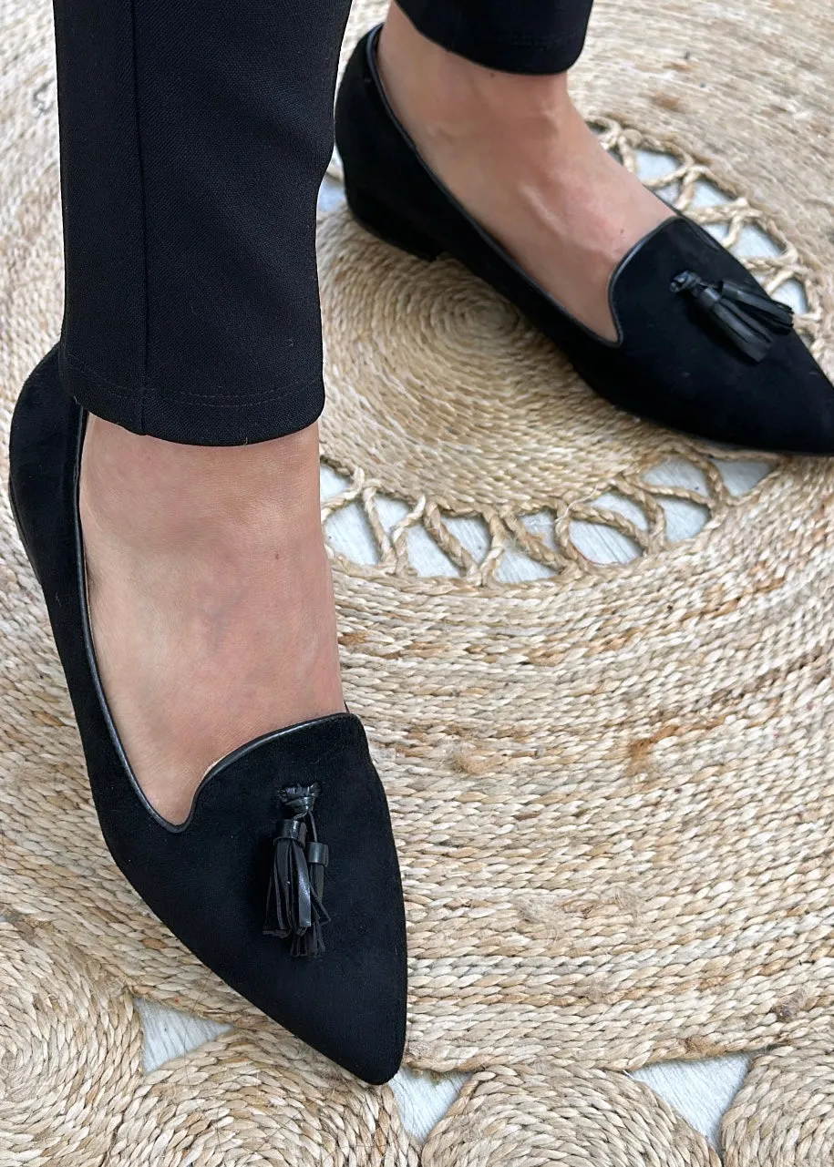 Laura Black Tassel Loafers