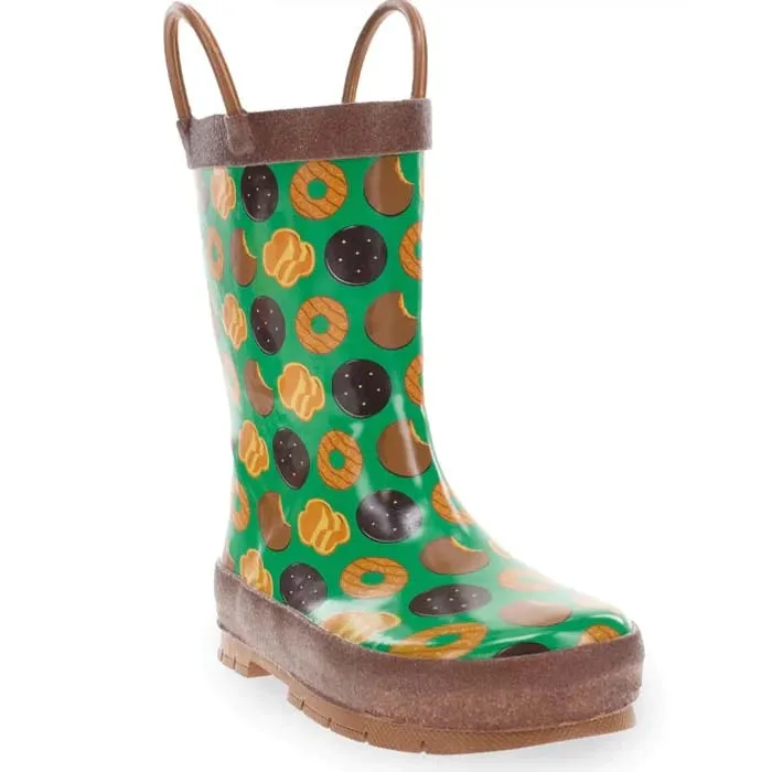 Little Girl Western Chief It's Raining Cookies Rain Boot in Green