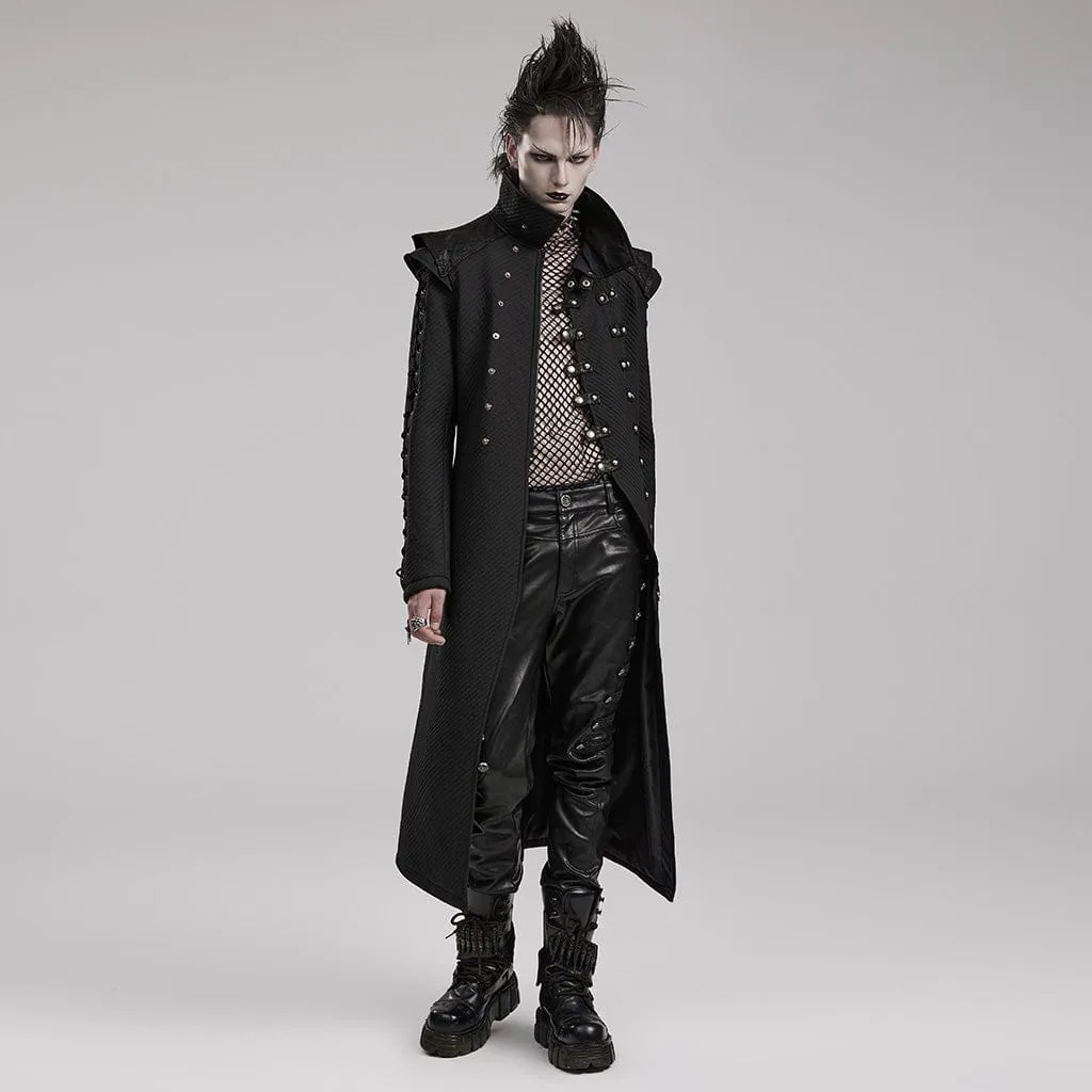 Men's Gothic Stand Collar Splice Strappy Coat