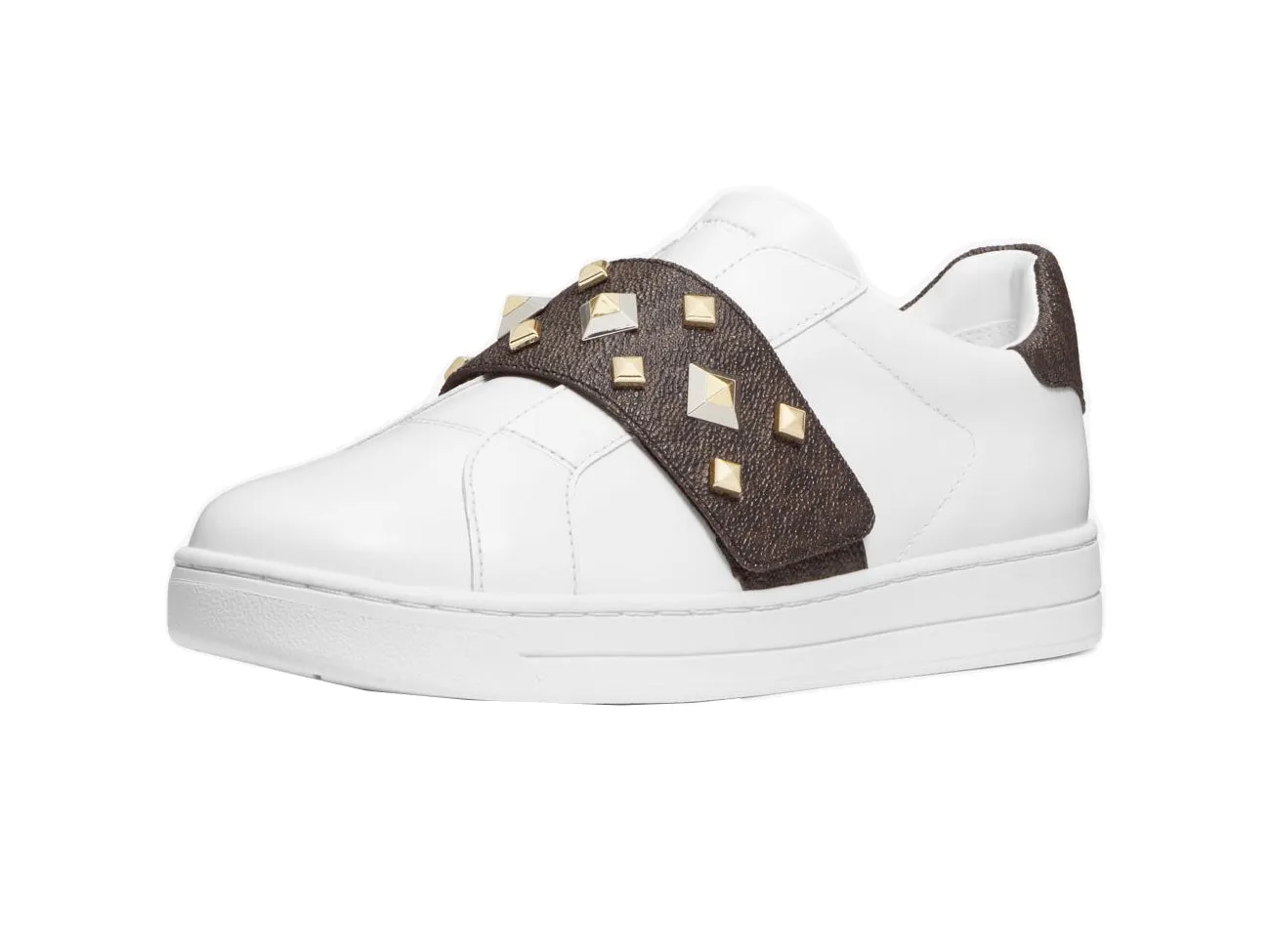 MICHAEL KORS Kenna Leather Studded Logo Sneaker