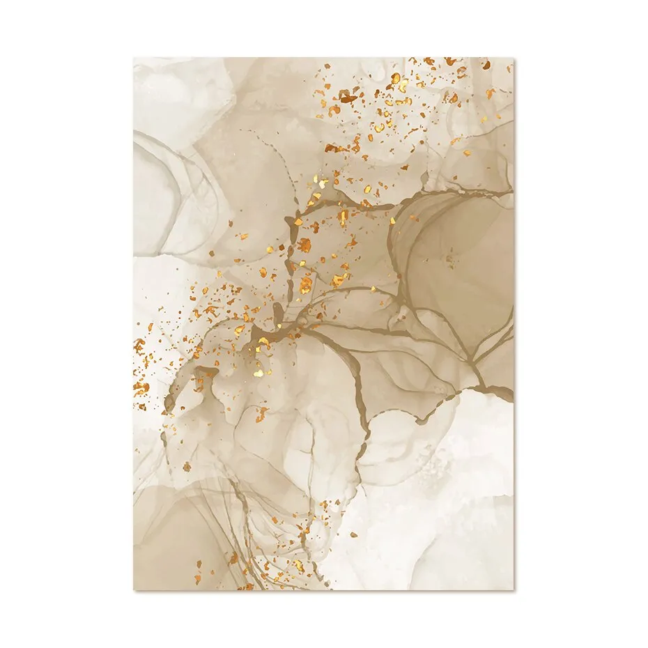 Modern Abstract Beige Golden Liquid Marble Print Wall Art Fine Art Canvas Prints Pictures For Living Room Bedroom Art Decor